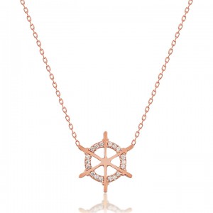 Gemici Dümeni Beyaz Taşlı Gümüş Kolye Gemici Dümeni Beyaz Taşlı Gümüş Kolye