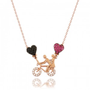 Kalp Balonlu bayan Gümüş Kolye