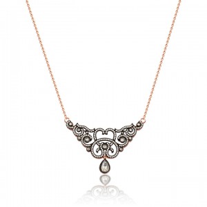 Tek Taşlı  Tasarım Bayan Gümüş Kolye