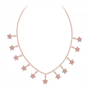 Yıldızlar Beyaz Taşlı Bayan Gümüş Kolye