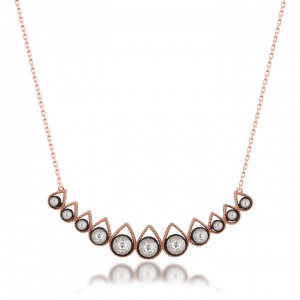 Zirkon Taşlı Tasarım Bayan Gümüş Kolye