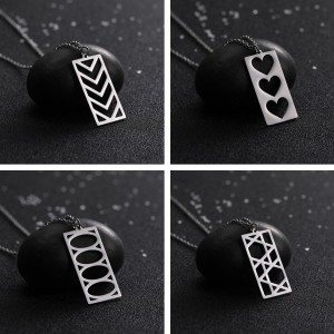 Dikdörtgen Kalpler Minimal Gümüş Kolye