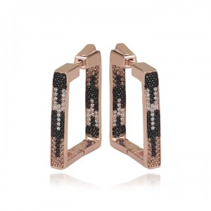 Leopar Taşlı Kare Rose Kaplama Bayan Gümüş Küpe Leopar Taşlı Kare Rose Kaplama Bayan Gümüş Küpe