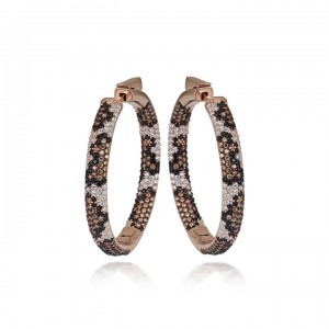 Renkli Taşlı Halka Abiye   Bayan Gümüş Küpe Renkli Taşlı Halka Abiye   Bayan Gümüş Küpe