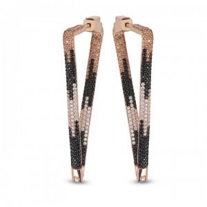 Renkli Beyaz Taşlı Üçgen Fantazi  Bayan Gümüş Küpe Renkli Beyaz Taşlı Üçgen Fantazi  Bayan Gümüş Küpe