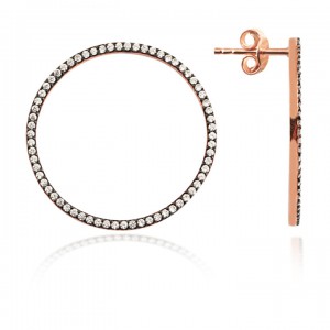 Tam Tur Taşlı Halka  Bayan Gümüş Küpe