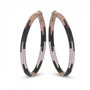 Taşlı Halka Kelepçeli Rose Kaplama Bayan Gümüş Küpe Taşlı Halka Kelepçeli Rose Kaplama Bayan Gümüş Küpe