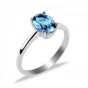 Swarovski Aqumarin Oval Tek Taş Bayan Gümüş Yüzük Swarovski Aqumarin Oval Tek Taş Bayan Gümüş Yüzük