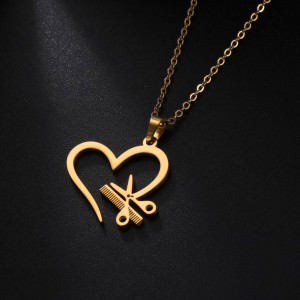 Kalp İçinde Makas Gümüş Kolye