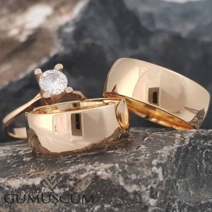 Altın Kaplama 8 mm Bombeli Gümüş Alyans Modeli Alyans Çifti Altın Kaplama 8 mm Bombeli Gümüş Alyans Modeli Alyans Çifti