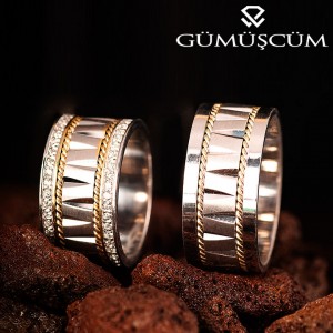 Arrow Gümüş Alyans Modeli Taşlı Örgü Alyans Çifti Arrow Gümüş Alyans Modeli Taşlı Örgü Alyans Çifti