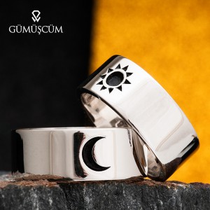Ay Gunes Modeli Gümüs Alyans Çifti  Ay Gunes Modeli Gümüs Alyans Çifti