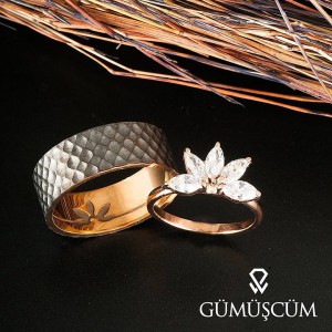 Lotus Çiçeği Gümüş Alyans Çifti Lotus Çiçeği Gümüş Alyans Çifti