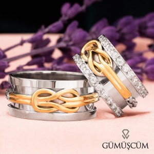 Aşk Düğümü Gümüş Alyans Modeli Taşlı Alyans Çifti Aşk Düğümü Gümüş Alyans Modeli Taşlı Alyans Çifti