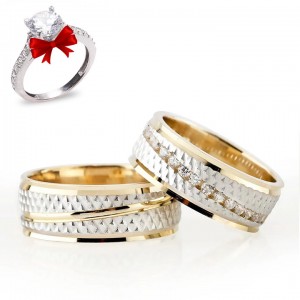 Büge Modeli Altın Kaplama Gümüş Alyans Çifti Büge Modeli Altın Kaplama Gümüş Alyans Çifti