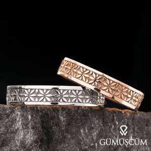 Çiçek Motifli Gümüş Alyans Modeli Söz Yüzüğü