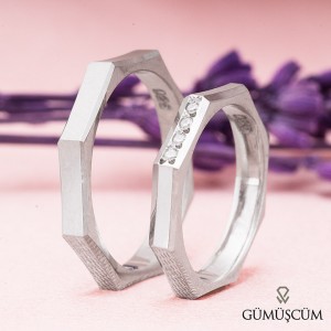 Deren Modeli Taşlı Gümüş Alyans Modeli Çifti Deren Modeli Taşlı Gümüş Alyans Modeli Çifti