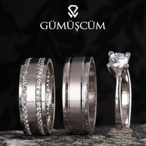 Oryon Gümüş Alyans Modeli Taşlı Alyans Çifti Oryon Gümüş Alyans Modeli Taşlı Alyans Çifti
