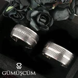 Papillon Modeli Taşlı Gümüş Alyans Çifti Papillon Modeli Taşlı Gümüş Alyans Çifti