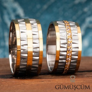 V Kesim Altın kaplama Gümüş Alyans Modeli