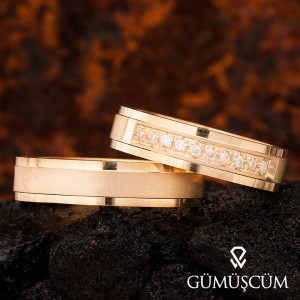 Wonders Gümüş Alyans Modeli Altın Kaplama Alyans Çifti
