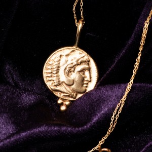 Antik Roma Parası Altın Kaplama Bayan Gümüş Kolye