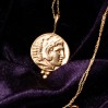 Antik Roma Parası Altın Kaplama Bayan Gümüş Kolye