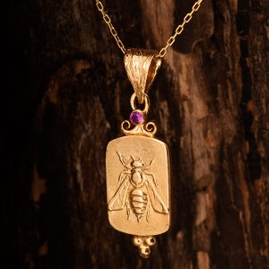 Antik Roma Parası Altın Kaplama Taşlı Bayan Gümüş Kolye