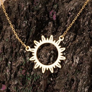 Güneş Figürü Altın Kaplama Gümüş Kolye