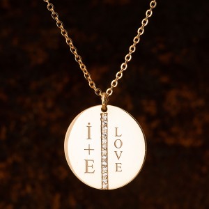 İsimli Taşlı Altın Kaplama Plaka Gümüş Kolye