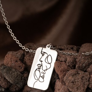 Kadın ve Erkek Yüzü Çift Gümüş Kolyesi