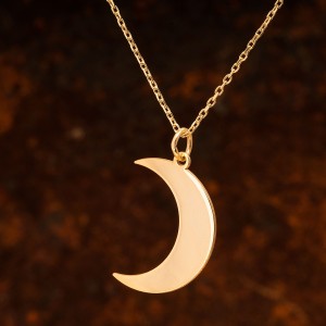 Minimal Ay Altın Kaplama Gümüş Kolye