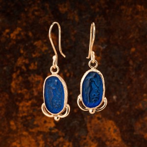 Mavi Taşlı Afrodit Otantik Altın Kaplama Kadın Gümüş Küpe