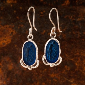 Mavi Taşlı Afrodit Otantik Kadın Gümüş Küpe