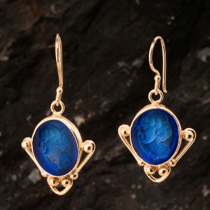 Mavi Taşlı Otantik Kadın Altın Kaplama Gümüş Küpe