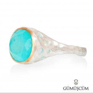 Paraiba Tourmaline Oval Taşlı Delikli Otantik Kadın Gümüş Yüzük Paraiba Tourmaline Oval Taşlı Delikli Otantik Kadın Gümüş Yüzük