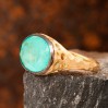 Paraiba Tourmaline Oval Taşlı Delikli Otantik Kadın Altın Kaplama Gümüş Yüzük