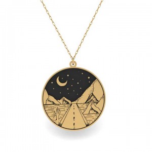 Gece Yolculuğu Özel Çizim Gümüş Kolye