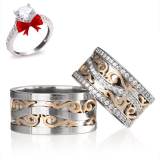 Poyraz Gümüş Alyans Modeli Taşlı Alyans Çifti