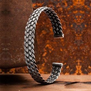 Beş Sıra Örgü Erkek Gümüş Bileklik