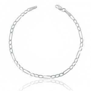 Figaro Zincir Gümüş Erkek Bileklik - 3 MM