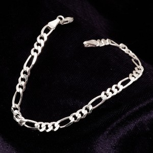 Figaro Zincir Gümüş Erkek Bileklik - 3,5 MM Figaro Zincir Gümüş Erkek Bileklik - 3,5 MM