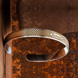 Altın Kaplama Petek İsimli Gümüş Erkek Bilekliği