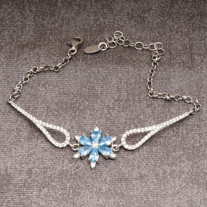 Mavi Taşlı Lotus Gümüş Kadın Bileklik Mavi Taşlı Lotus Gümüş Kadın Bileklik