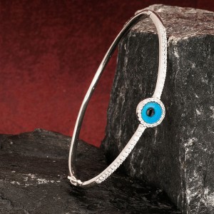 Nazar Boncuklu Taşlı Kadın Gümüş Bileklik