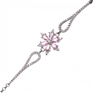 Pembe Taşlı Lotus Gümüş Kadın Bileklik Pembe Taşlı Lotus Gümüş Kadın Bileklik