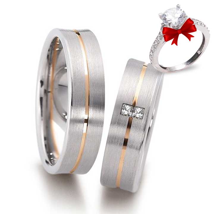 Dikdörtgen Taş Gümüş Alyans Modeli Nişan Yüzüğü