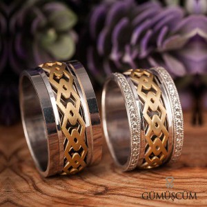 Anemon Modeli Gümüş Alyans Çifti Anemon Modeli Gümüş Alyans Çifti