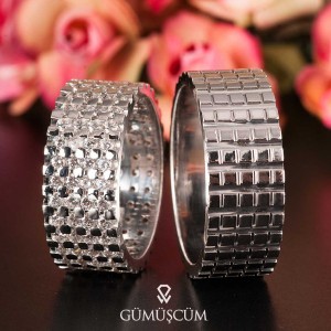 Pırıltı Gümüş Alyans Modeli Taşlı Bay Alyans  Pırıltı Gümüş Alyans Modeli Taşlı Bay Alyans