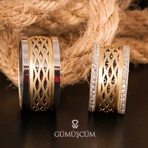Altın Kaplama Gökkuşağı Gümüş Alyans Modeli Alyans Çifti Altın Kaplama Gökkuşağı Gümüş Alyans Modeli Alyans Çifti